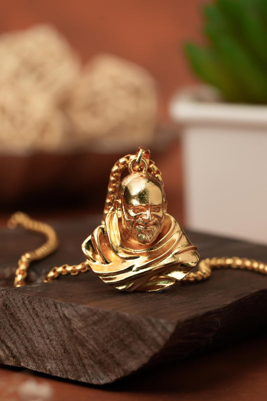 Sterling Gold Plated Neem Karoli Baba Pendant for Men - Rugged Lizard