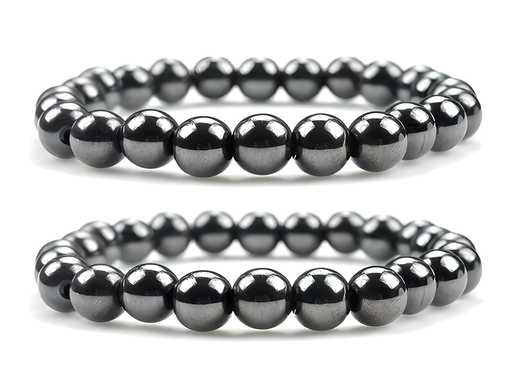 Natural Round Beads Magnetic Hematite Crystal Stone 8mm Bracelet (Pack of 2) - Rugged Lizard