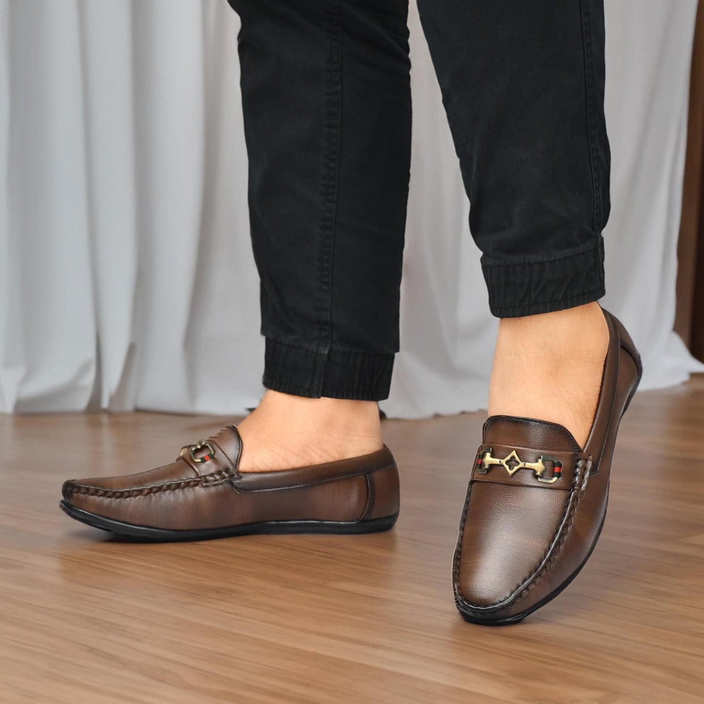 Brown Vegan Leather Loafers - Rugged Lizard