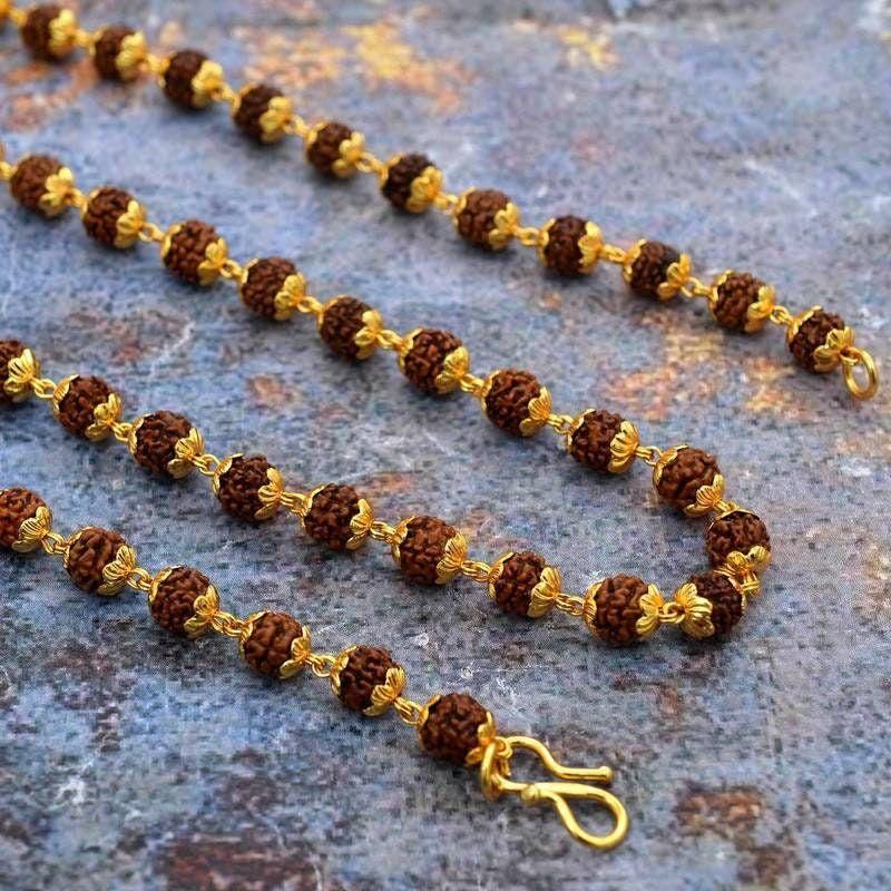 Gold-Plated Rudraksha Mala - Rugged Lizard