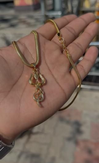 Gold Plated Trishul Pendant With Chain - Rugged Lizard