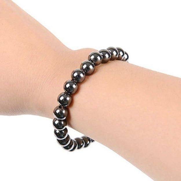 Natural Round Beads Magnetic Hematite Crystal Stone 8mm Bracelet (Pack of 2) - Rugged Lizard