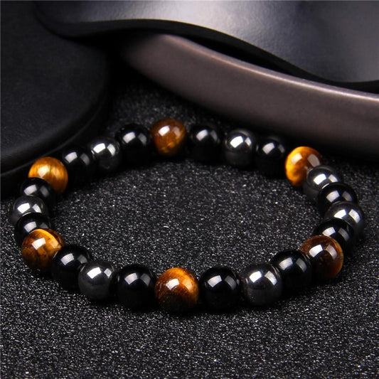 Natural Black Tourmaline Triple Protection Bracelet (Pack of 1) - Rugged Lizard