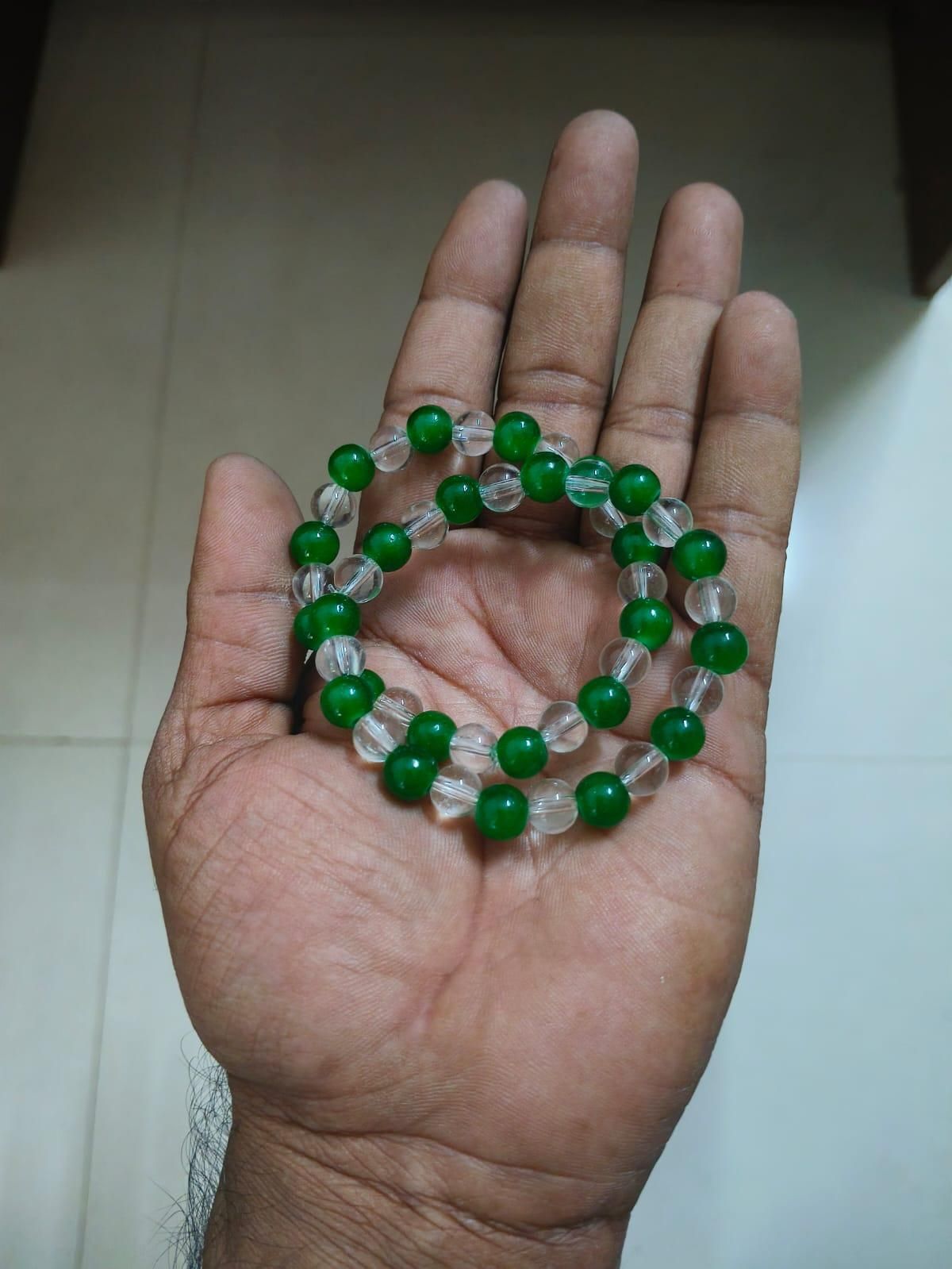 Green Aventurine & Clear Bracelet (Pack of 2) - Rugged Lizard