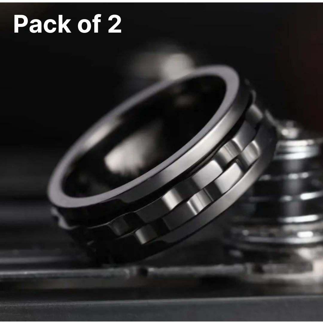 Stainless Steel Ring For Men (Pack of 2) - Rugged Lizard