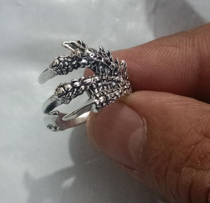 Silver Adjustable Dragon Ring (Pack of 2) - Rugged Lizard