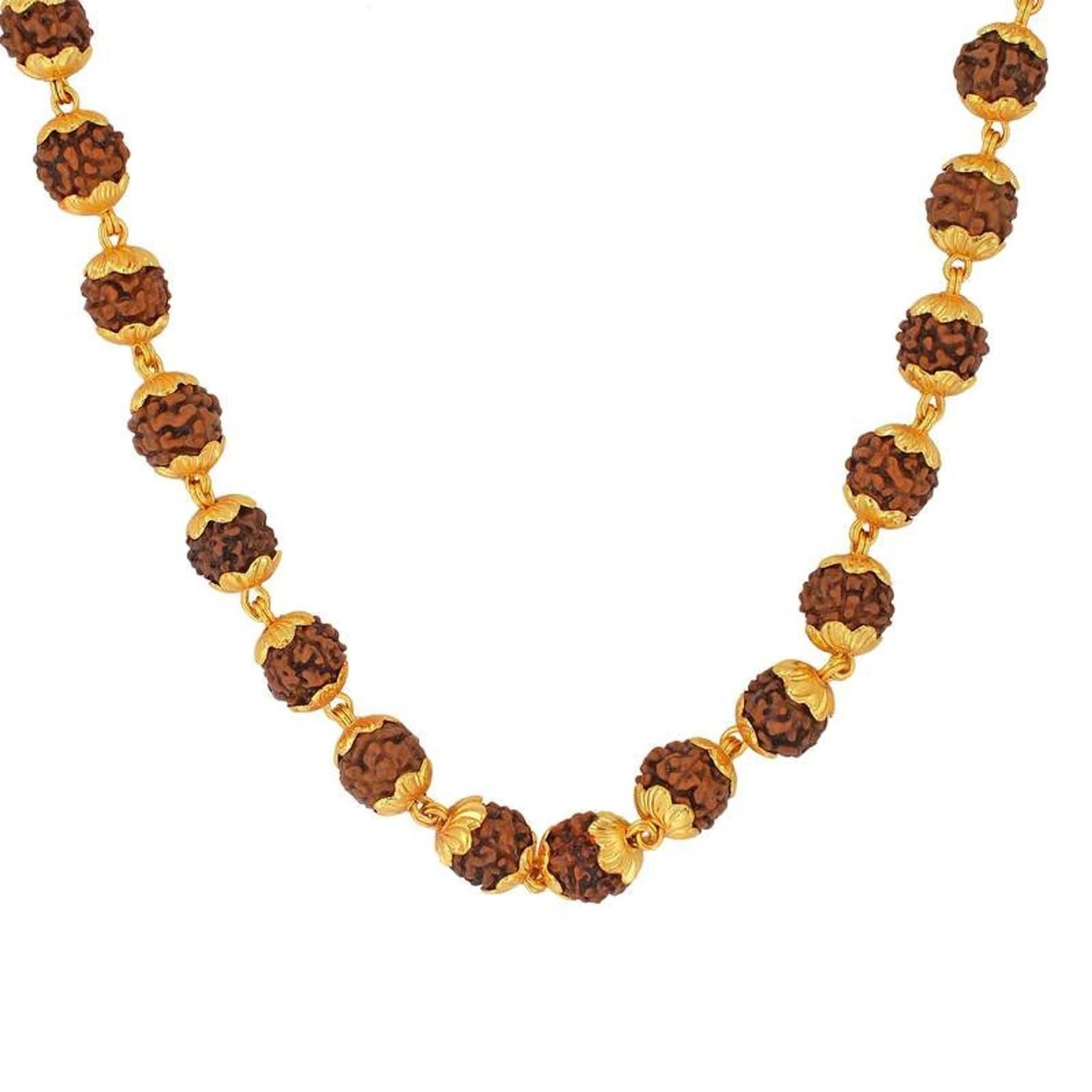 Gold-Plated Rudraksha Mala - Rugged Lizard