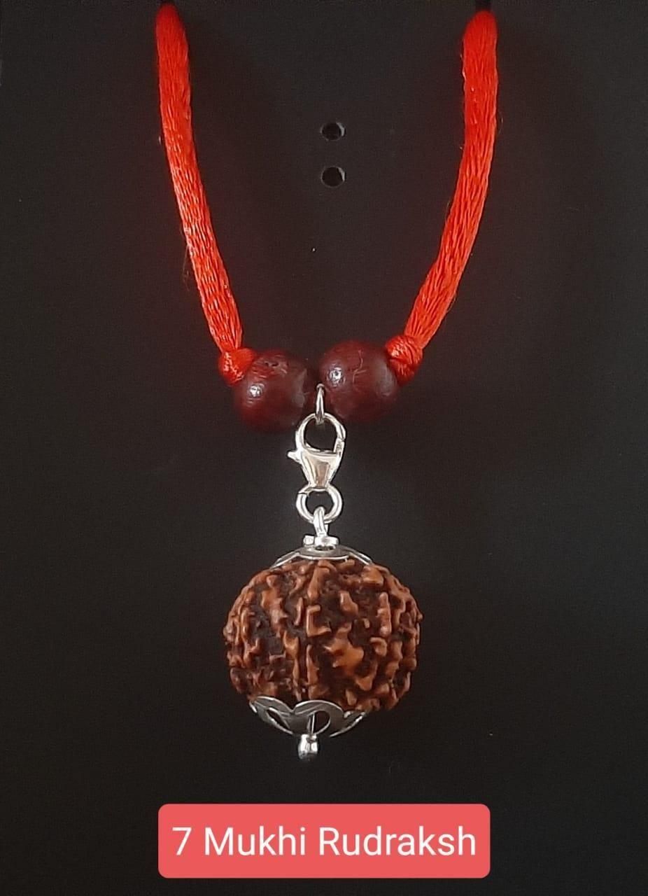 BD 7 Mukhi Rudraksha Silver Capped Pendant - Rugged Lizard