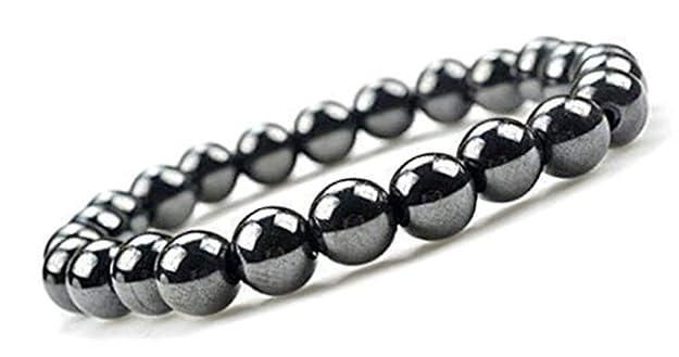 Natural Round Beads Magnetic Hematite Crystal Stone 8mm Bracelet (Pack of 2) - Rugged Lizard