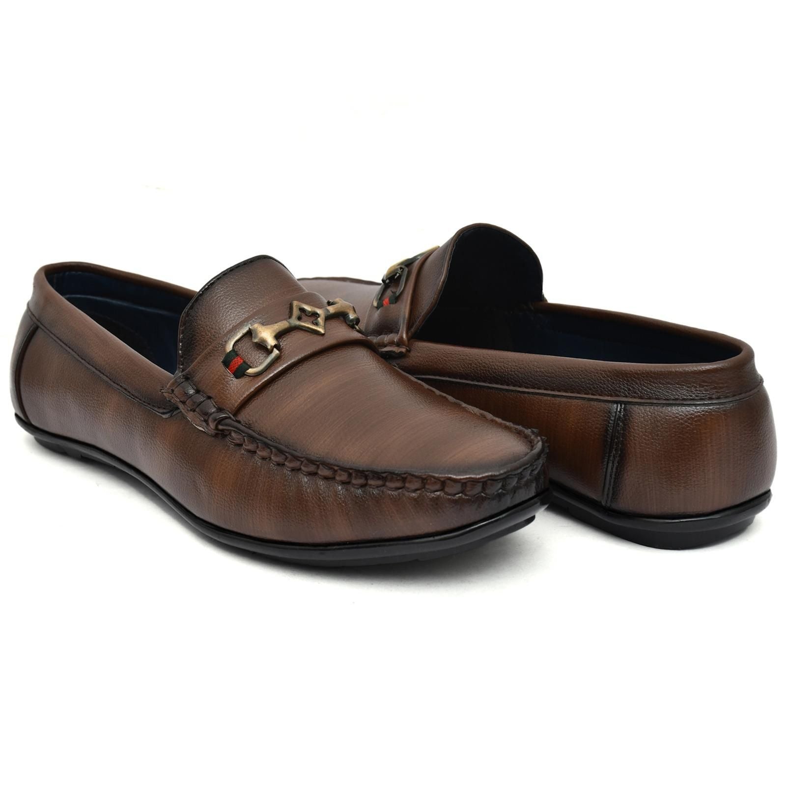 Brown Vegan Leather Loafers - Rugged Lizard