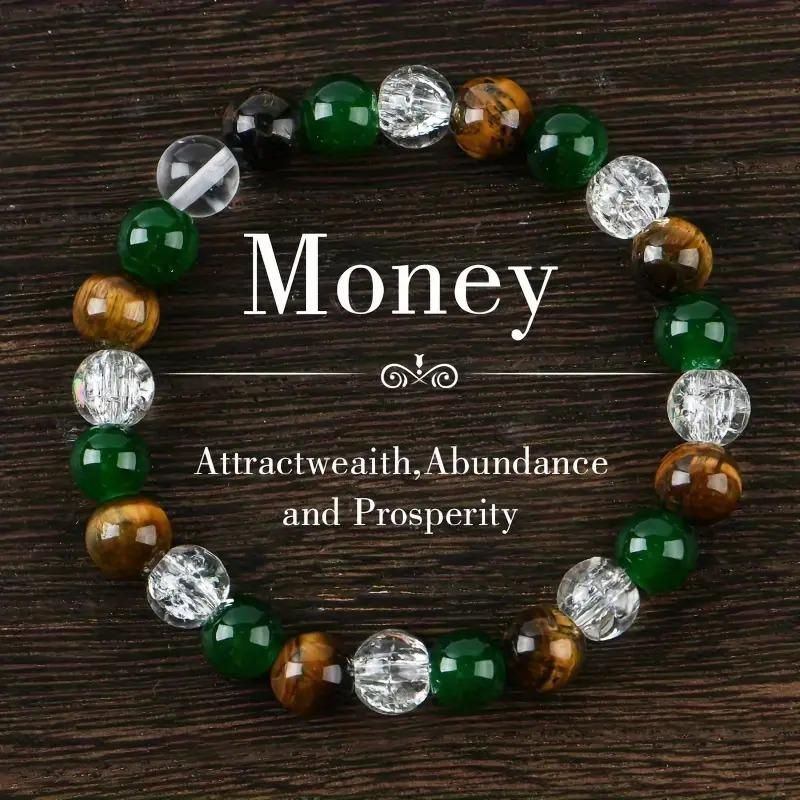 Relaxing Success Enhancing Prosperity & Abundance Beaded Stretch Unisex Bracelet (Pack of 2) - Rugged Lizard